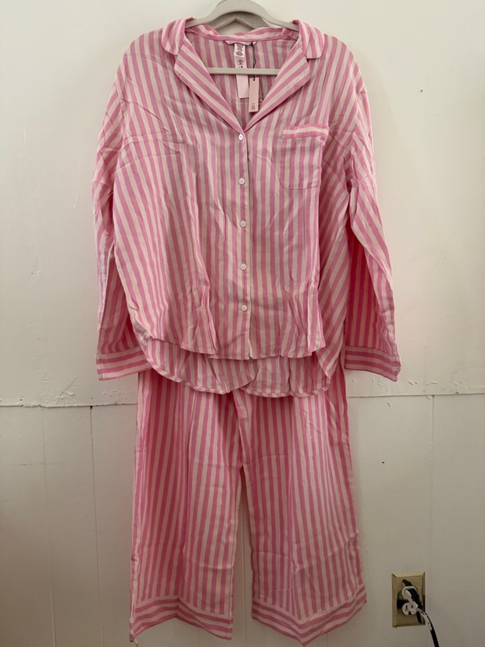 Victoria's Secret Pink and White Striped Pajama Set